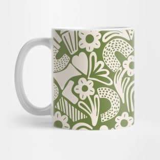 Tween spirit abstract flowers and rainbows in green Mug